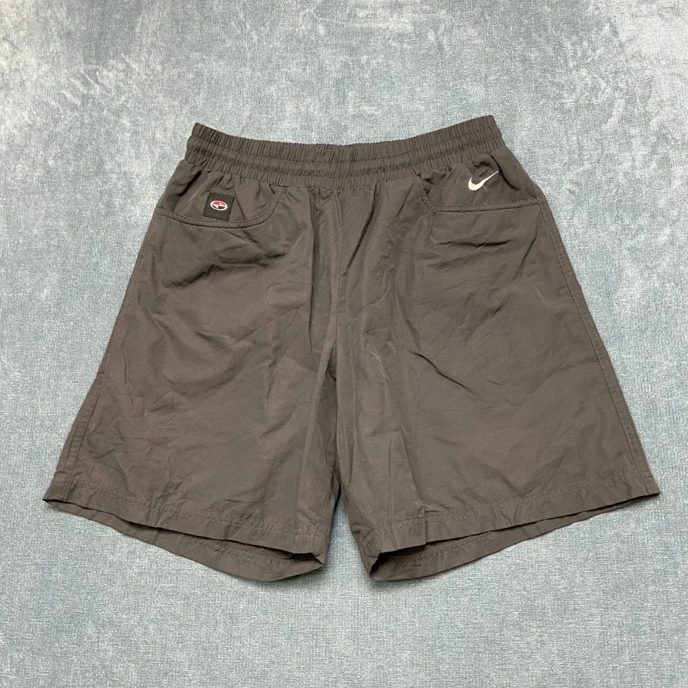 Nike Running Shorts Mens Large Black Drawstring Waist Swoosh Logo Performance